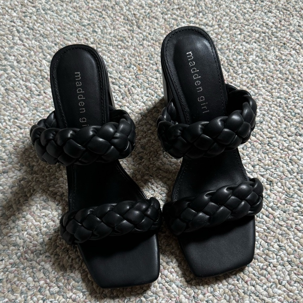 Madden Girl braided sandal block heel